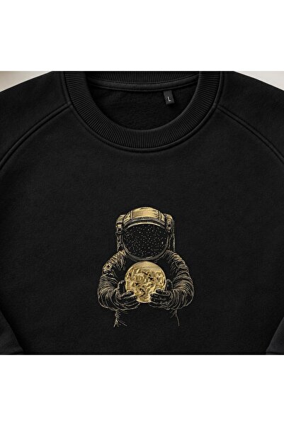 KEYFHOME Cosmic Astronaut Embroidered Crew Neck Sweatshirt Unisex