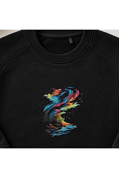 KEYFHOME Cosmic Phoenix Αφηρημένο Galaxy Κέντημα Μπλούζα με λαιμόκοψη Unisex
