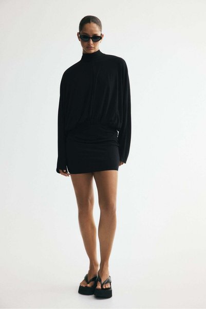 H&M Batwing-sleeved tie-detail dress