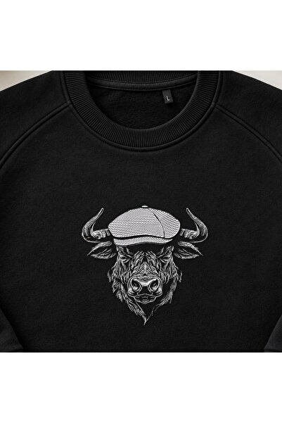 KEYFHOME Φούτερ με κουκούλα Bizon Western Embroidered Crew Neck Unisex