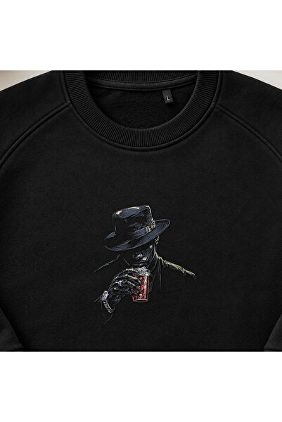 KEYFHOME Φούτερ Unisex με κέντημα σε στυλ Fedora Noir Gentleman, με λαιμόκοψη...