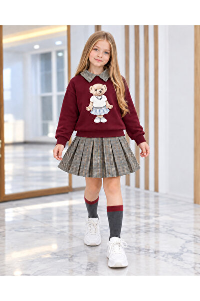 KOKOŞ BEBEK Teddy Bear Detailed Girls' Skirt Set - Age 2/10 - 31680