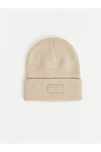 LC Waikiki Nevavm Farkıyla Lcw Accessories Beige Knitwear Printed Men's Beanie