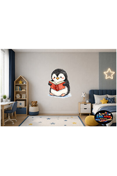 Çağlayan Reklam Penguin koji čita knjigu – Zidna naljepnica sa slatkim životi...