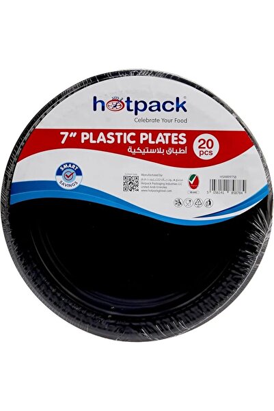 Hotpack Economy Plastic Plates Black 7 inch, 20 Pieces