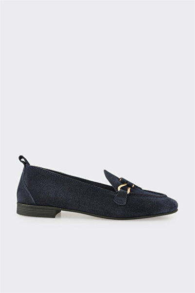 Elle Shoes Lacivert Deri Kadın Loafer
