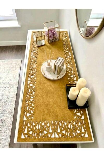 Ergüven Home Μουσταρδί κίτρινο υφασμάτινο ράνερ 40x120 εκ. Μέγεθος κονσόλας -...