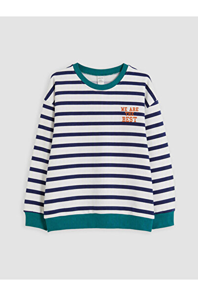 LC Waikiki Rmz Gi̇yi̇m Farkiyla Boys' Striped Thick Sweatshirt