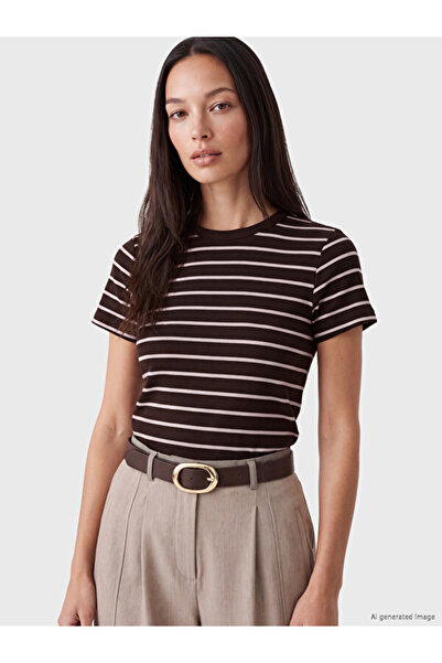 LC Waikiki Rmz Gi̇yi̇m Farkiyla Zero Roba Collar Striped Women's T-Shirt