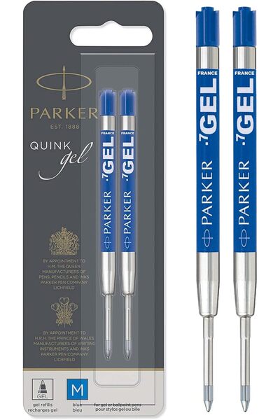 Parker عبوات اقلام جل من باركر | طرف متوسط (0.7 ملم) | حبر ازرق كوينك | عبوة ...