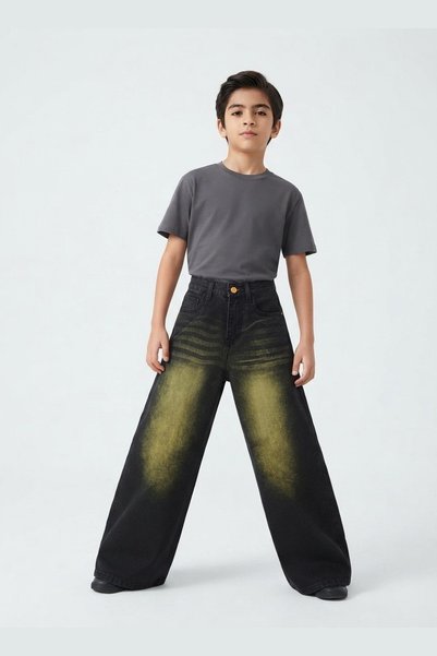AUXOM Boys' Baggy Trousers - Black Shade