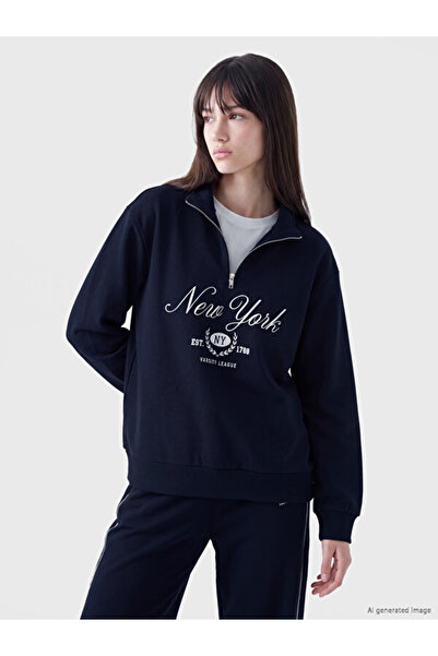 LC Waikiki Rmz Gi̇yi̇m Farkiyla New York Printed Women's Thick Sweatshirt
