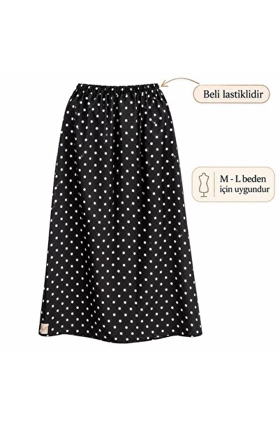 Betay Studio Betay Puantiyeli Namaz Eteği - Beli Lastikli M/L Uyumlu Uzun Etek