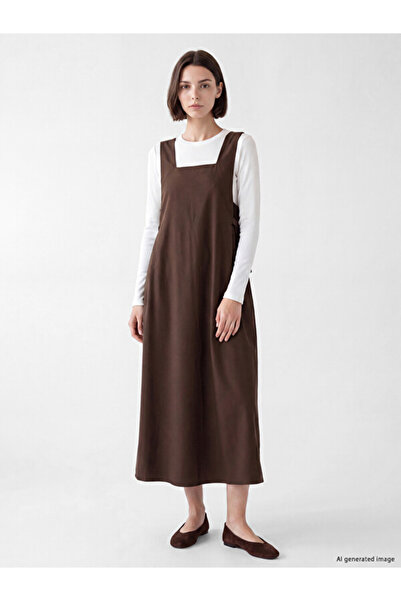 LC Waikiki Esvab • Modern & Distinctive Square Collar Gabardine Gilet Dress