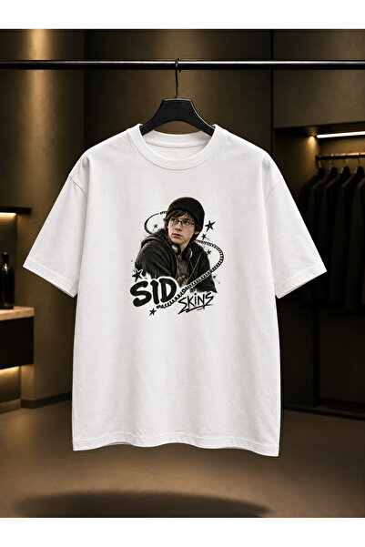 fame-stoned Skins Sid Printed Unisex 100% Cotton White T-Shirt