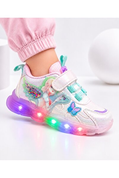 HANNA Pantofi sport cu luminite, Model cu fluturas si zana, Piele ecologica, ...
