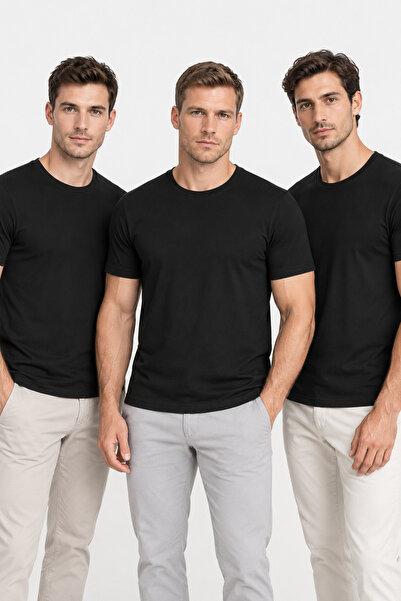 Loule Men's Cotton Modal Crew Neck Short Sleeve Undershirt Undershirt 3-Piece...