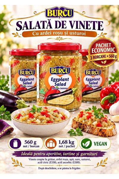 BURCU Σαλάτα με μελιτζάνα, κόκκινη πιπεριά και σκόρδο, βίγκαν – Πακέτο προσφο...