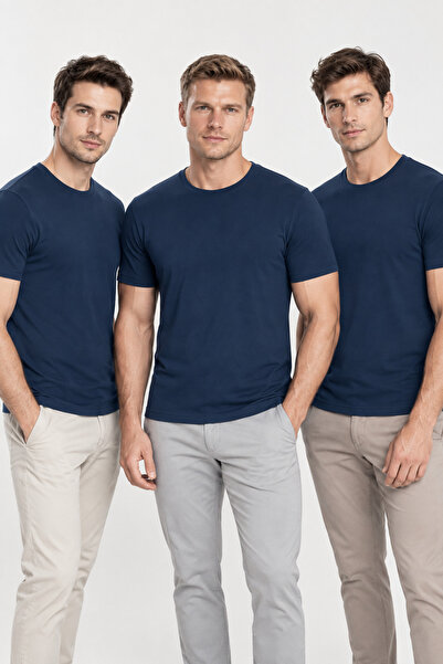 Loule Men's Cotton Modal Crew Neck Short Sleeve Undershirt Undershirt 3-Piece...