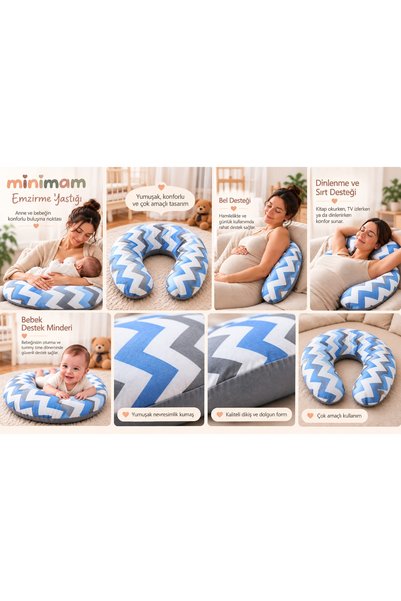 minimam Emzirme Yastığı - Mavi Zikzak