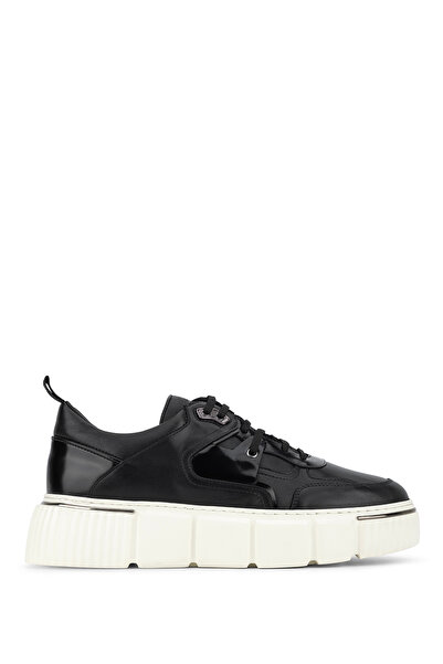 Tamer Tanca Men's Genuine Leather Black Sneakers & Sports Shoes