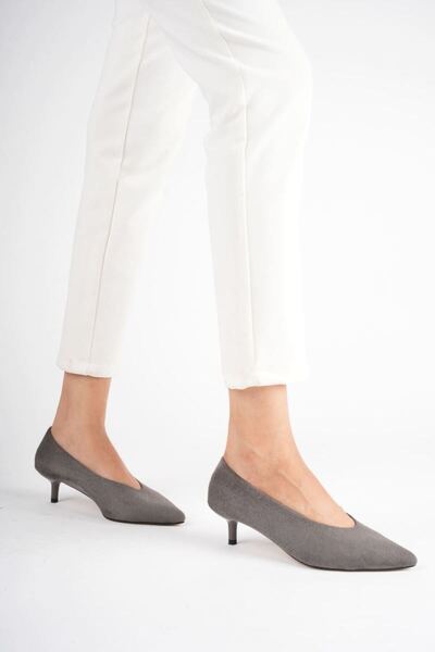 TRENDELLA Women's grey suede 4 cm thin heeled stiletto tr05ms02h
