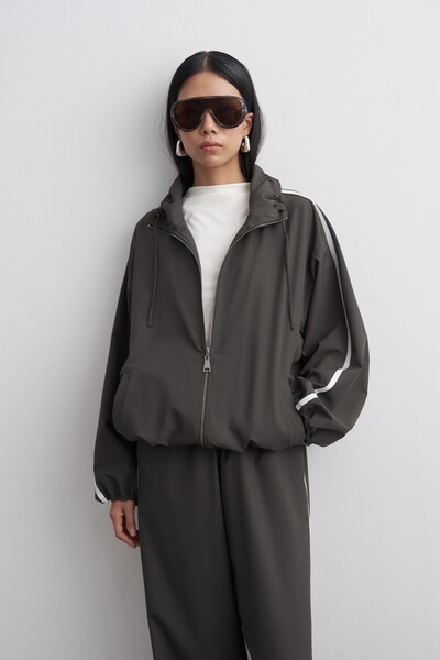 KADRİYE BAŞTÜRK Striped Air Bomber Jacket Brown