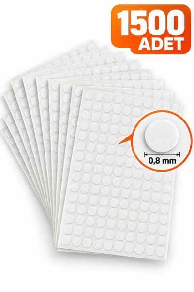 naturevo 1500 Adet 0,8 mm Yuvarlak Beyaz Yapışkan Nokta Etiket – 10 Sayfa Min...