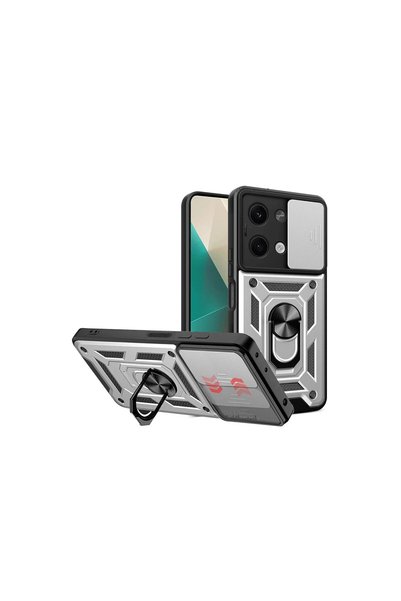 OtoTech حافظة هاتف Xiaomi Poco X6 من السيليكون مع حلقة عدسة بارس - فضي