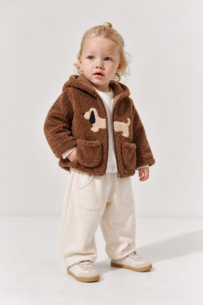 Dadamama UNISEX 1-4 YAŞ NAKIŞLI KAPÜŞONLU CEKET+BEZ ÇANTA - Little Friends