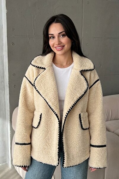 Aysan Moda Valley Kadın Kruvaze Yaka Teddy Mont