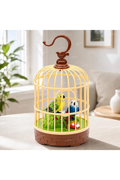 Generic Moving Chirping Beautiful Bird Pet Toy in Cage, Hanging Cage with Mus...