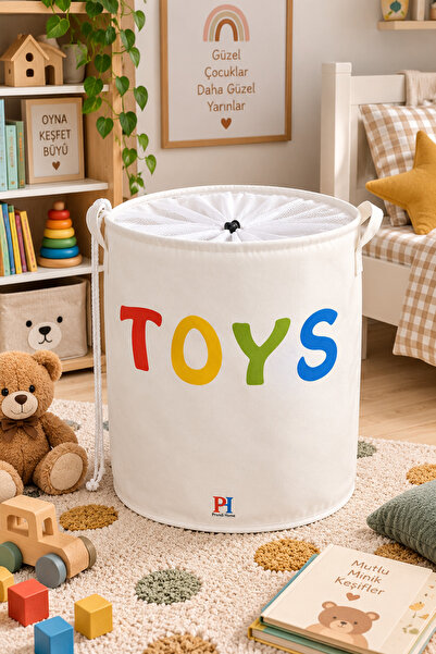 PH Prendi Home Toys Desenli Fileli Katlanabilir Çok Amaçlı Saklama Sepeti Çoc...
