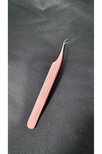 Generic Brand Light pink curved silk eyelash tweezers - anti-magnetic tweezers 1