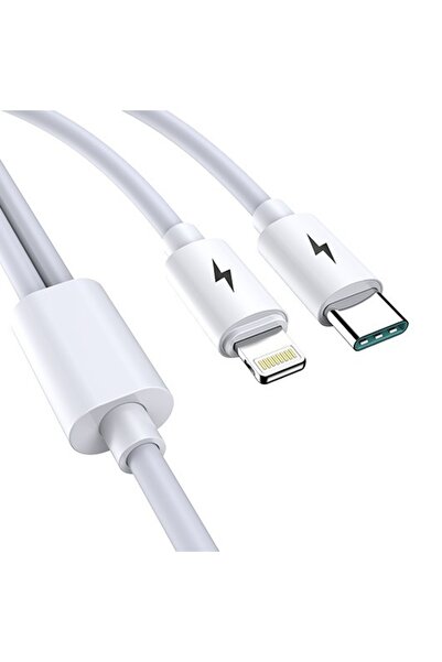 AWEI Καλώδιο 2 σε 1 Lightning και Type C Λευκό