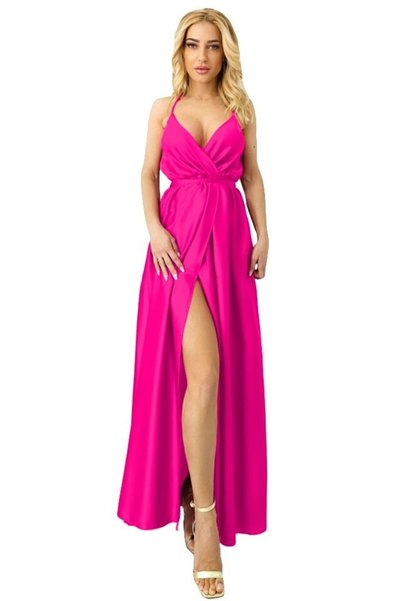 FY FashionForYou Rochie din satin Jhade, cu decupaje, cu șnur și bretele subț...