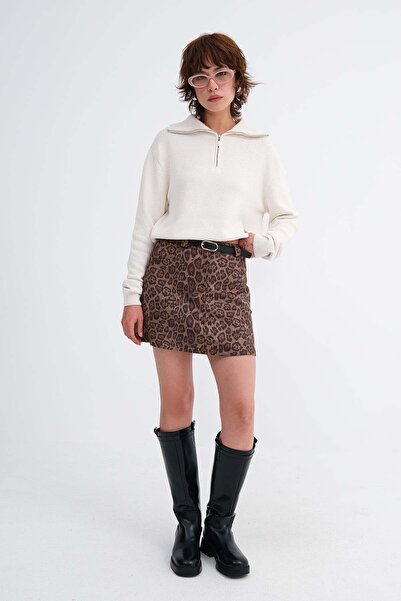 Addax Leopard Patterned Mini Skirt E02539