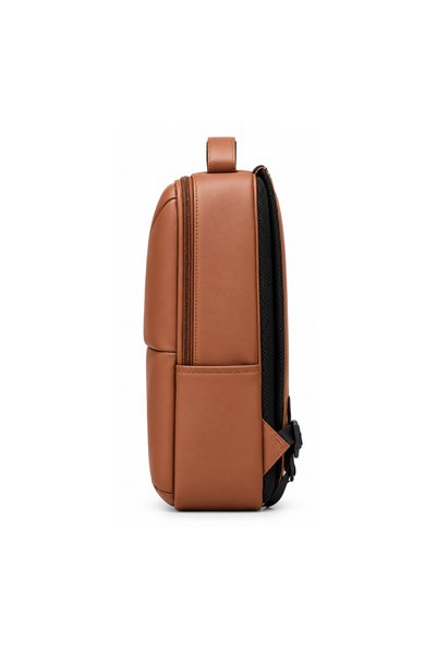 ORAMI Unisex PU Leather Laptop Backpack with Multiple Pockets & Adjustable Padded Straps for Work