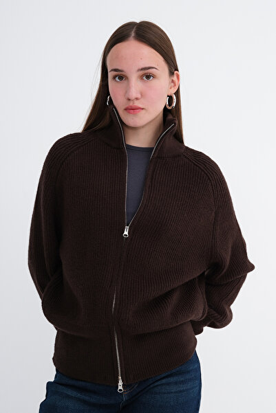 Addax Zippered Knitwear Cardigan H3574