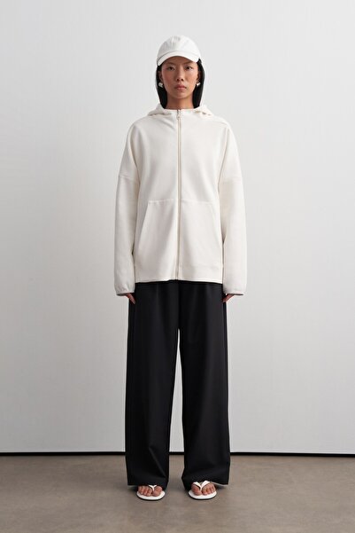 KADRİYE BAŞTÜRK Hooded Textured Cardigan White