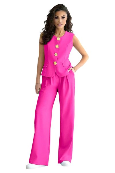 FY FashionForYou Set de damă Valeska, cu pantaloni largi și vestă elegantă cu...