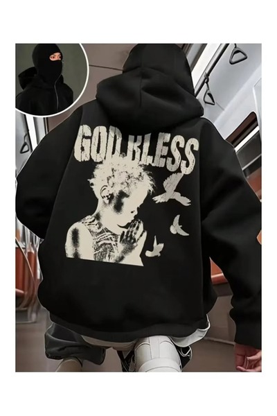 OPPPSSS Hanorac unisex Ninja cu mască de zăpadă Cardigan din lână groasă cu 2...