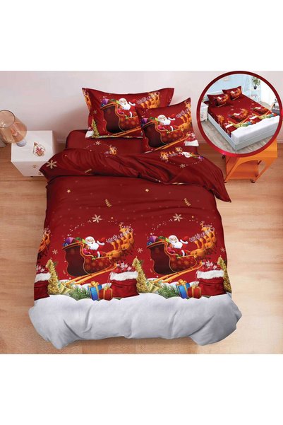 Pucioasa Home Lenjerie de pat Mos Craciun, tesatura tip finet, pat 1 persoana...