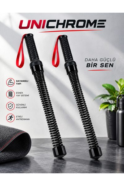 2'li Battle Rope Yaylı Dalga Mekanizmalı Titreşimli Egzersiz Çubuğu Kol, Omuz, Göğüs, Sırt ,830 gr