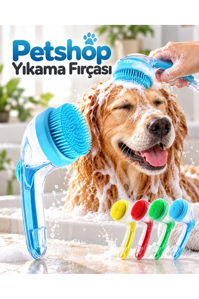 teknodayım 1. فرشاة استحمام للحيوانات الأليفة ذات طرف من السيليكون الناعم مع ...