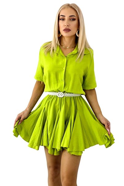 FY FashionForYou Rochie cu volane Peony Pearl, stil cămașă, cu curea inclusă,...