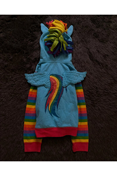 Toum Rainbow Pony Gökkuşağı Desenli Kapüşonlu Fermuarlı Sweatshirt