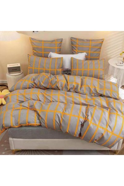 Pucioasa Home Lenjerie de pat cu elastic, policoton, pat 2 persoane, gri / po...