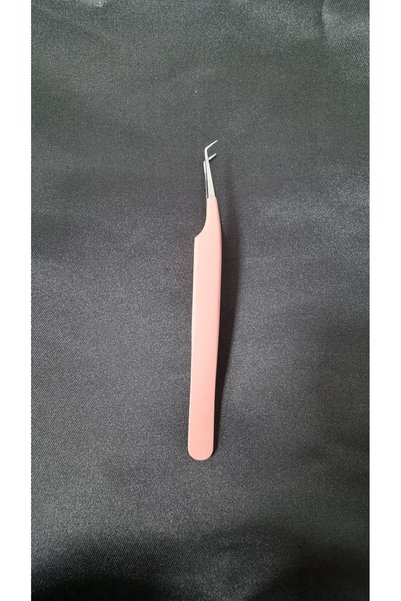 Generic Brand Light Pink Curved Silk Eyelash Tweezers - Anti Magnetic Tweezers 3