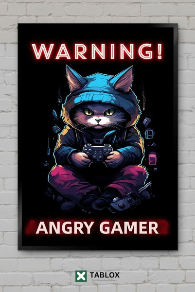 tablomaxtbx Gamer Cat Neon Cat Gamer Art Poster Decor de perete Tablou decora...